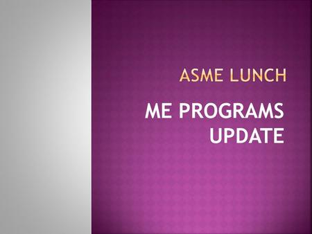 ME PROGRAMS UPDATE. Total Fall 07 departmental enrollment was 1377 undergraduates: 414 AE and 963 ME 234 graduate students A UG increase of 500 students,