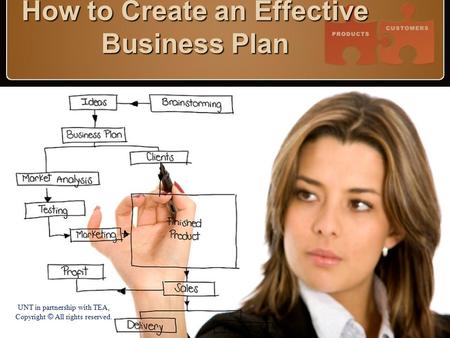 How to Create an Effective Business Plan UNT in partnership with TEA, Copyright © All rights reserved.