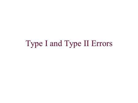 Type I and Type II Errors. For type I and type II errors, we must know the null and alternate hypotheses. H 0 : µ = 40 The mean of the population is 40.