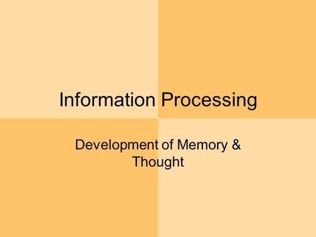 Information Processing Development of Memory & Thought.