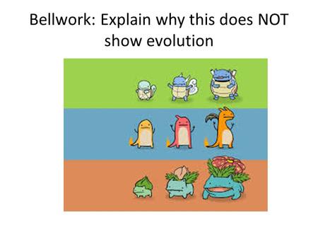 Bellwork: Explain why this does NOT show evolution.