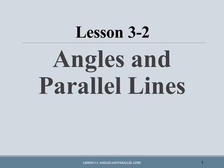 Angles and Parallel Lines