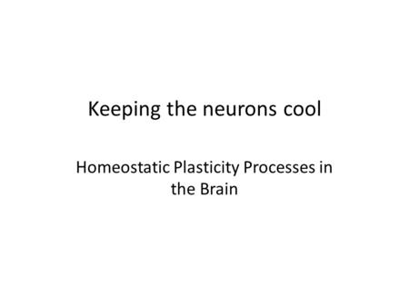 Keeping the neurons cool Homeostatic Plasticity Processes in the Brain.