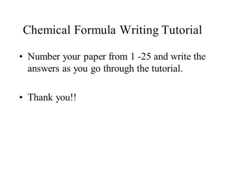 Chemical Formula Writing Tutorial