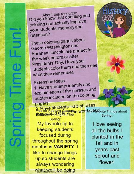 Spring Time Fun! About this resource: Tips for Keeping Classes Focused Throughout the Spring: My Favorite Things about Spring: My favorite tip to keeping.