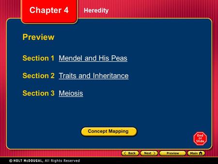 Preview Section 1 Mendel and His Peas Section 2 Traits and Inheritance