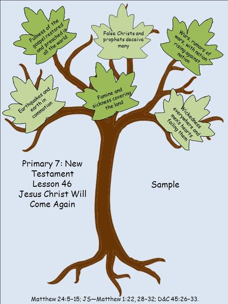 Matthew 24:5–15; JS—Matthew 1:22, 28–32; D&C 45:26–33. Fullness of the gospel restored and preached in all the world False Christs and prophets deceive.