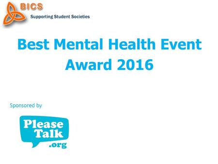 Best Mental Health Event Award 2016 Sponsored by.