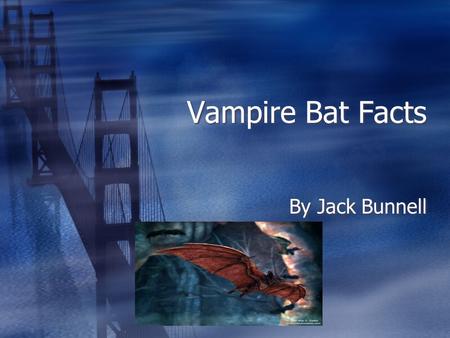 Vampire Bat Facts By Jack Bunnell Over the last month I have been researching the vampire bat. I will tell you about its physical description, habitat,