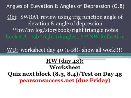 Angles of Elevation & Angles of Depression (G.8)