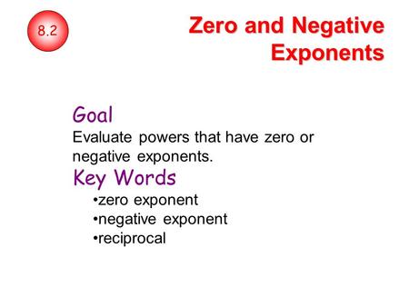 Zero and Negative Exponents