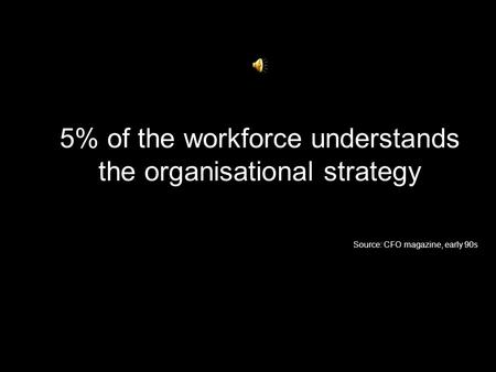 5% of the workforce understands the organisational strategy Source: CFO magazine, early 90s.