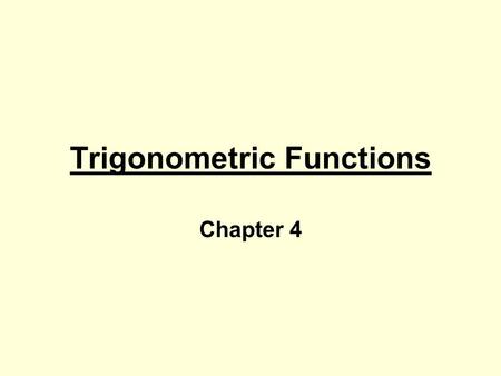 Trigonometric Functions