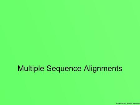 Aidan Budd, EMBL Heidelberg Multiple Sequence Alignments.