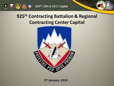 925th Contracting Battalion & Regional Contracting Center Capital