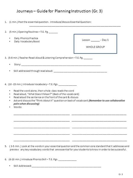 4. (10 -15 min.) Introduce Vocabulary – T.E. Pgs. _____________ Read the word alone, then whole class reads the word Read aloud, “What Does It Mean?” (Back.