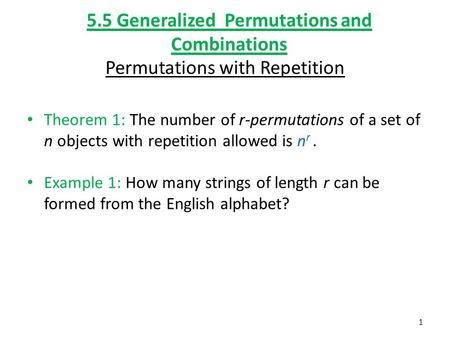 5.5 Generalized Permutations and Combinations