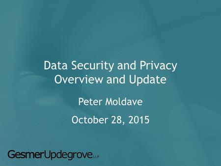 Data Security and Privacy Overview and Update Peter Moldave October 28, 2015.