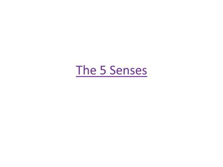 The 5 Senses. How many senses do we have? 1 2 3 4 5.