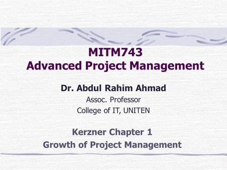 MITM743 Advanced Project Management