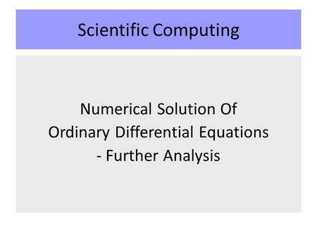 Ordinary Differential Equations