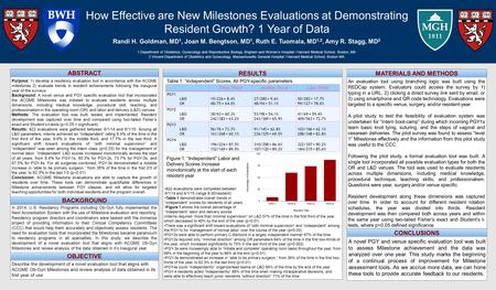 In 2014, U.S. Residency Programs including Ob-Gyn fully implemented the Next Accreditation System with the use of Milestone evaluation and reporting. Residency.