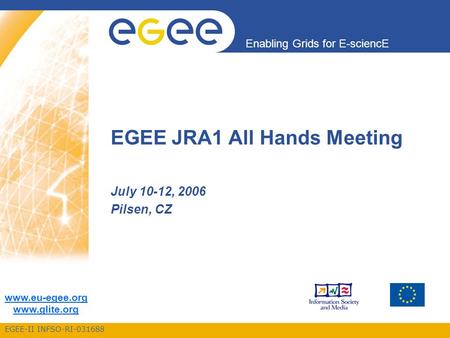 EGEE-II INFSO-RI-031688 Enabling Grids for E-sciencE www.eu-egee.org www.glite.org EGEE JRA1 All Hands Meeting July 10-12, 2006 Pilsen, CZ.