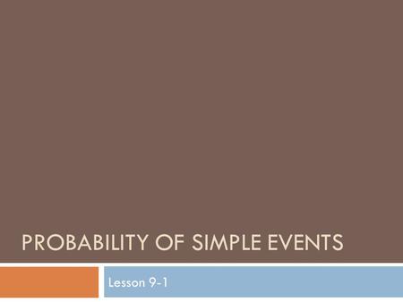 Probability of Simple Events