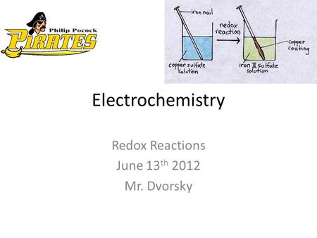 Electrochemistry Redox Reactions June 13 th 2012 Mr. Dvorsky.