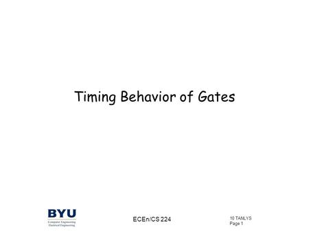 Timing Behavior of Gates