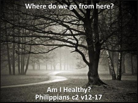 Philippians c2 v12-17 Am I Healthy? Where do we go from here?