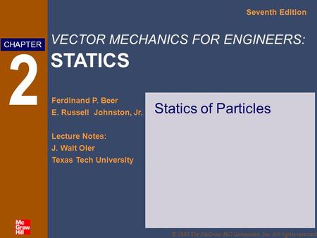 Statics of Particles.