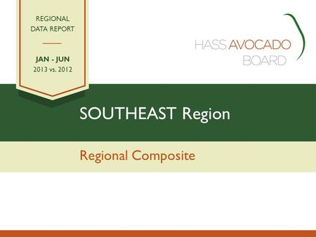 SOUTHEAST Region Regional Composite REGIONAL DATA REPORT JAN - JUN 2013 vs. 2012.