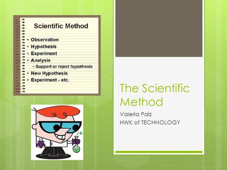 The Scientific Method Valeria Paiz HWK of TECHNOLOGY.