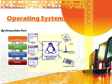 Operating Systems By-Anoushka Puri. What is an Operating System An operating system is an interface between the user and the computer hardware. It is.