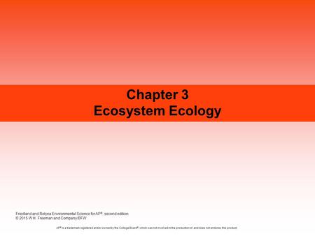 Chapter 3 Ecosystem Ecology