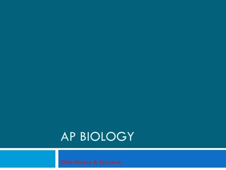 AP BIOLOGY DNA History & Structure. Nucleic Acid Structure.