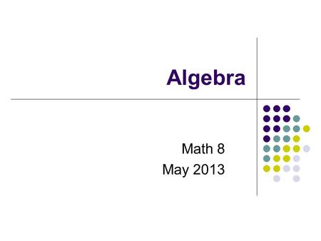 Algebra Math 8 May 2013. A brain teaser Think of a number. Add three. Find the square of the result. Subtract nine. Divide by the original number. Subtract.