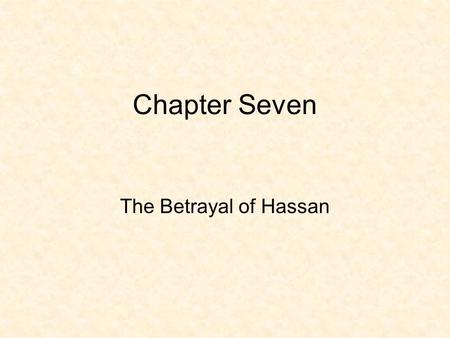 Chapter Seven The Betrayal of Hassan. Brief Plot Summary Hassan reveals his dream to Amir The kite tournament Amir and Hassan are victorious Amir returns.