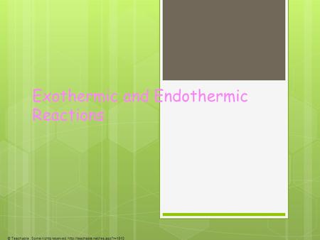 Exothermic and Endothermic Reactions