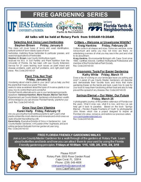 Selecting And Using Lawn Herbicides Stephen Brown Friday, January 8 This class will cover types of lawns and weed identification, cultural control of lawn.