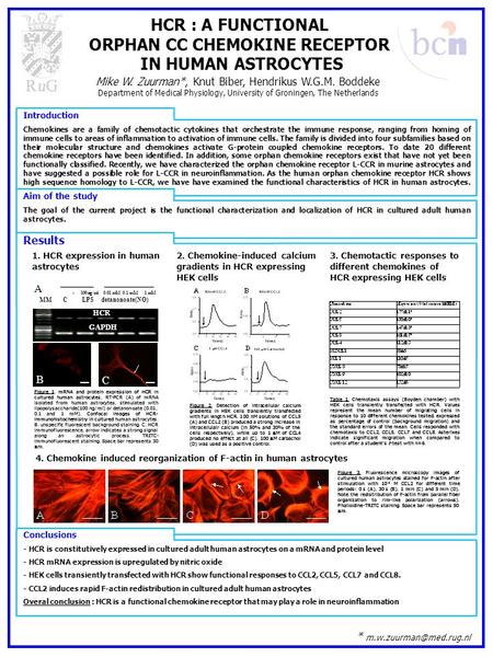 HCR : A FUNCTIONAL ORPHAN CC CHEMOKINE RECEPTOR IN HUMAN ASTROCYTES Introduction Chemokines are a family of chemotactic cytokines that orchestrate the.