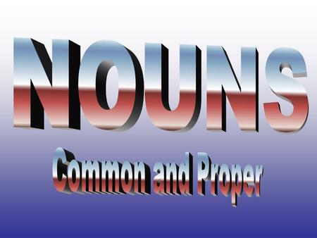 A word or word group that is used to name a person, place, thing, or idea. Examples: parents, Mrs. Myers, rocket, danger, freedom, linebacker, White House,