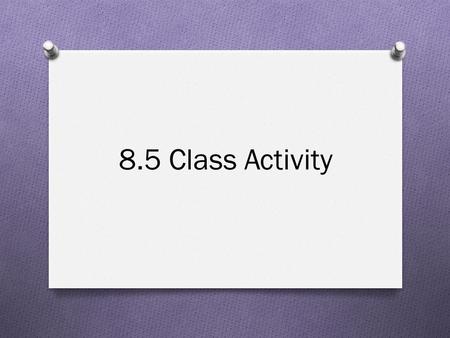 8.5 Class Activity. The Incentive Challenge Get into groups of 2 or 3. Come up with an equation that models (generally) the shape of the following graph.