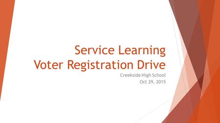 Service Learning Voter Registration Drive Creekside High School Oct 29, 2015.