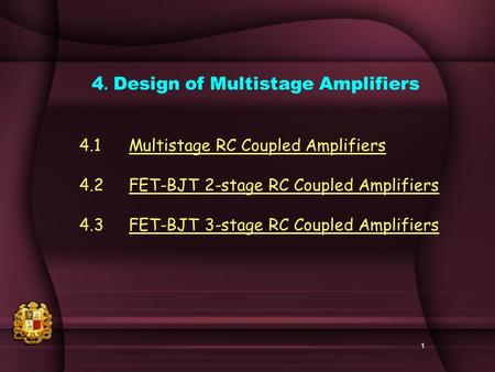 4. Design of Multistage Amplifiers