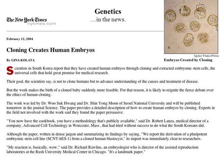 Genetics …in the news.. Mutations …are heritable changes in base sequences that modify the information content of DNA.