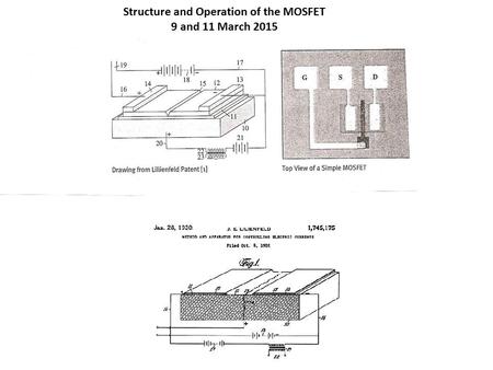 Structure and Operation of the MOSFET 9 and 11 March 2015.