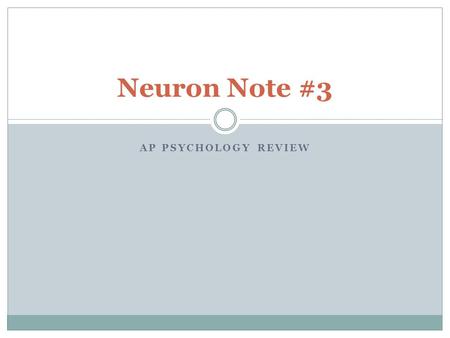 AP PSYCHOLOGY REVIEW Neuron Note #3. 1. Which part of the neuron receives messages from other cells? a) Axon b) Dendrite c) Soma d) Myelin e) Nucleus.