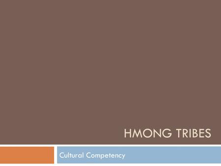 Hmong Tribes Cultural Competency.